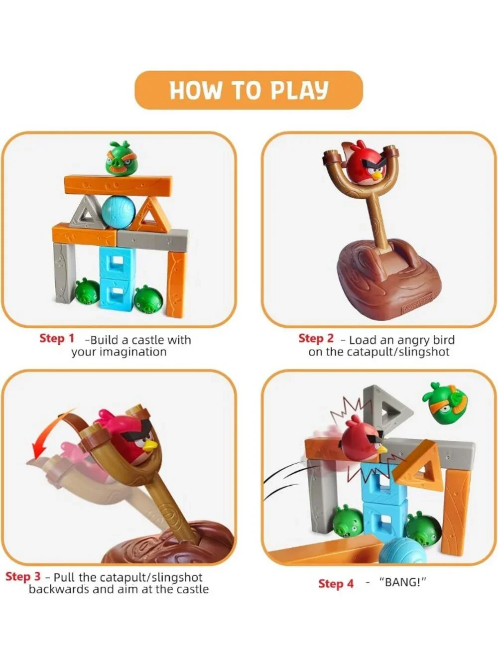 Angry Birds Building Blocks Playset - Catapult & Slingshot Construction Toy